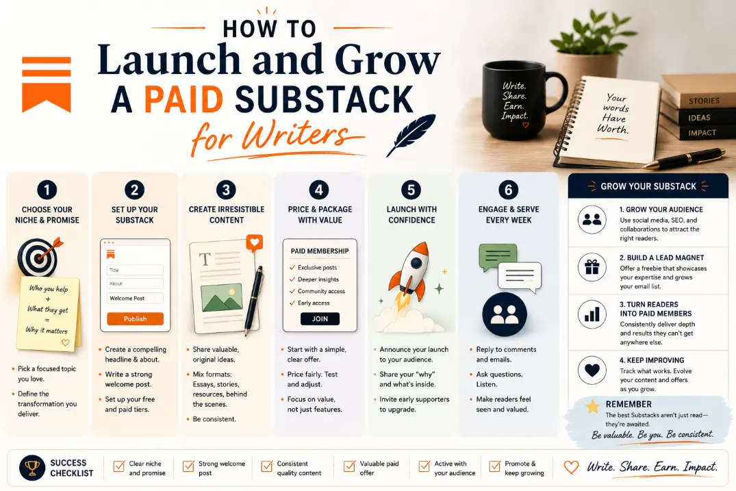 How to Launch and Grow a Paid Substack for Writers (The 2026 Master Guide) Cover Image